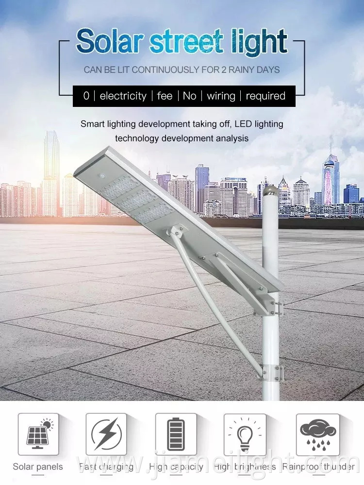 Aluminum housing outdoor ip65 waterproof 20w 30w 40w 60w 80w all in one led solar street light